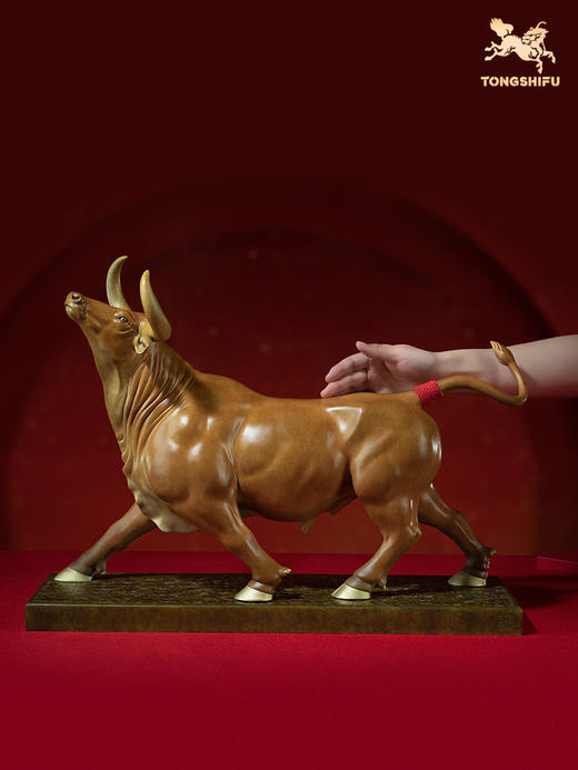 铜师傅 铜摆件《劲牛》客厅桌面办公室家居装饰品开业摆件工艺品 商品图3