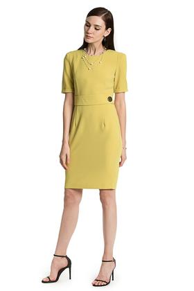 NOIR 黄色收腰修身连衣裙 2542