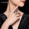 GAONAS 925银锆石戒指 高纳仕戒指豆芽绿黑珠开口戒 GJ071550 商品缩略图4