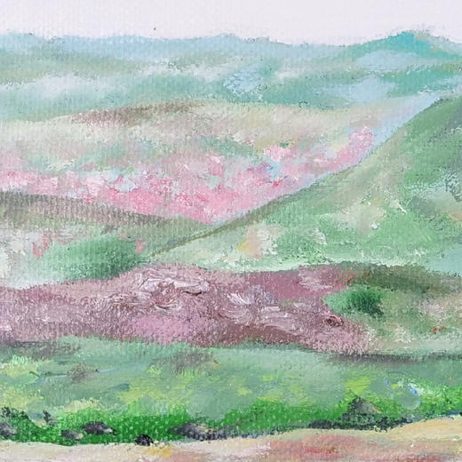 张捷《山的那边有什么？桃花源之二》油画 10CM*30CM 约0.3平尺 布面（已装框）【原作编号YH0010】 商品图3