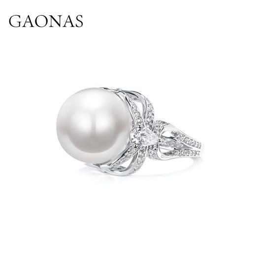 GAONAS 925银锆石戒指 高纳仕 轻奢白色正圆白珠戒指WJ011330 商品图1