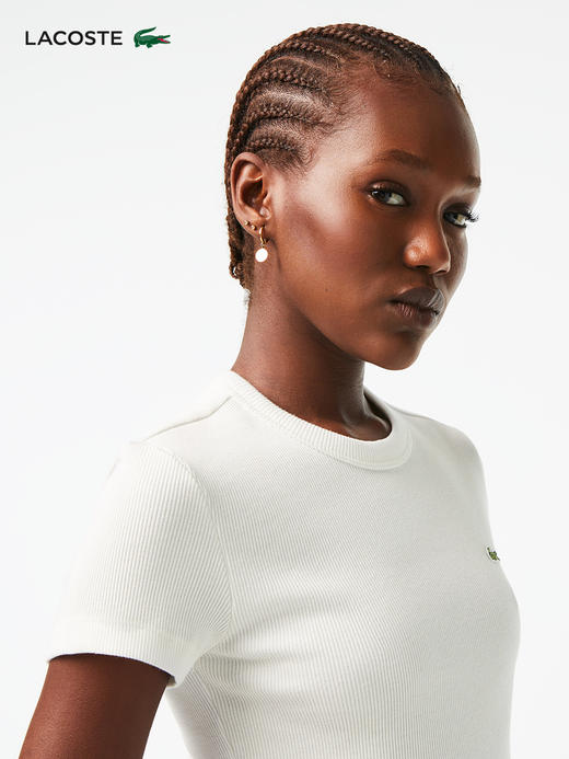【海南专供价】Lacoste法国鳄鱼女装新款休闲修身舒适纯色圆领T恤TF5538-10 商品图6