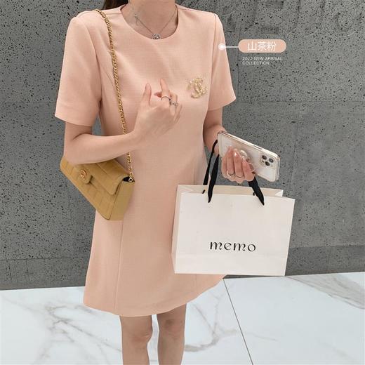 金蘑菇菇【淡香山茶】纸片人上班通勤简约醋酸优雅连衣裙气质收腰胸针自己搭配的哦~ 商品图2