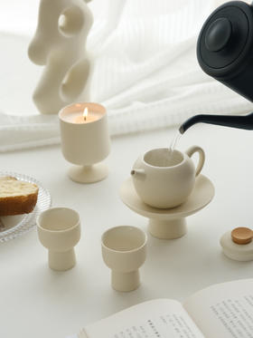 【山谷居家】日式奶油简约高脚茶壶 茶具套装  功夫茶杯 下午茶泡茶