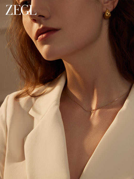 ZEGL简约十字项链女生2023年新款潮轻奢小众设计感高级复古锁骨链 商品图1