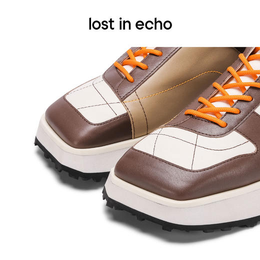 [捡漏价]lost in echo不对称斜方头设计运动感撞色拼色板鞋女小方脸熊猫鞋 商品图4