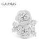 GAONAS 925银锆石戒指 高纳仕 经典玫瑰花白色开口戒WJ032633 商品缩略图0