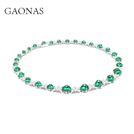 GAONAS 坠链均925银锆石 高纳仕 轻奢时尚绿糖塔颈链GX128666 商品图1