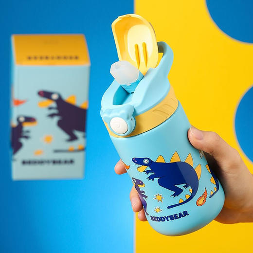 杯具熊（BEDDYBEAR） 儿童保温杯 户外便携吸管杯380ml（机械恐龙/猫咪天使/海的女儿/狐狸城堡） 商品图4