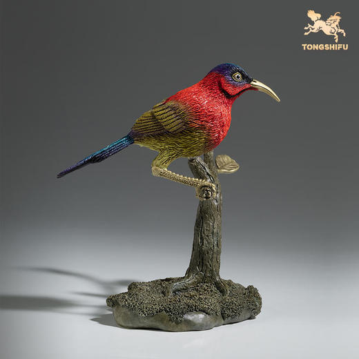 铜师傅 铜摆件《铜师傅百鸟集》之黄腰太阳鸟 家居饰品桌面摆件 商品图1