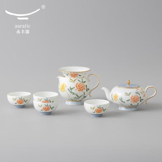 【国瓷·永丰源】月亮时光 浮雕茶具 8头套装 办公室喝茶杯茶具 4人位-圆丰版 商品图5