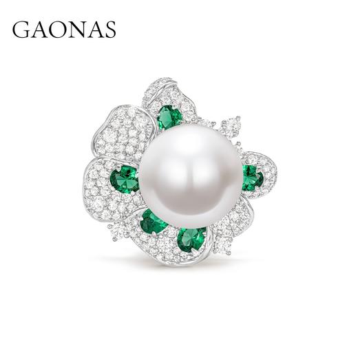 GAONAS 925银锆石戒指 高纳仕  气质优雅绿与珠戒指XJ122200 商品图0