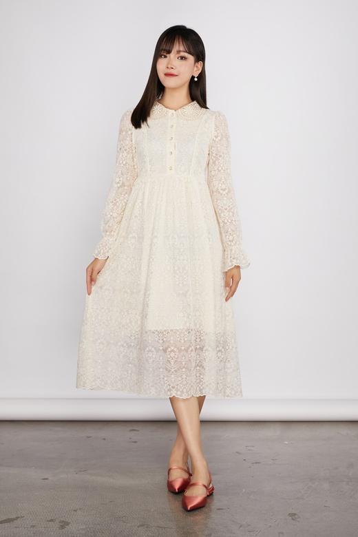 Le Malene 米色蕾丝连衣裙 11255 商品图1