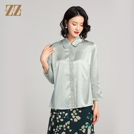 夏季新款 气质时尚九分袖桑蚕丝真丝衬衣女E22CS01 商品图1