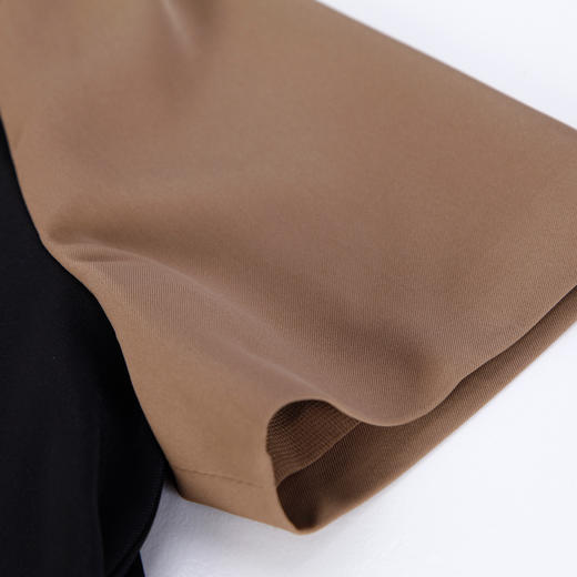 NF863斯尔丽瑟俪2023夏季新款圆领高腰短袖设计感不规则撞色连衣裙 商品图4