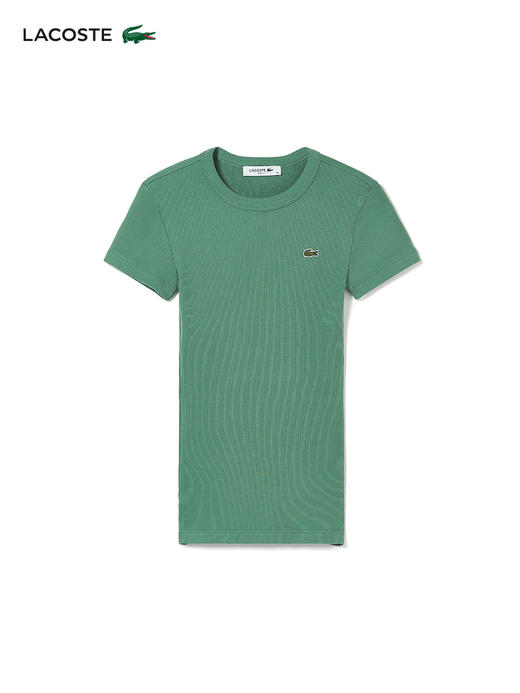 【海南专供价】Lacoste法国鳄鱼女装新款休闲修身舒适纯色圆领T恤TF5538-10 商品图3