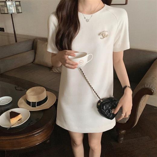 金蘑菇菇【淡香山茶】纸片人上班通勤简约醋酸优雅连衣裙气质收腰胸针自己搭配的哦~ 商品图0