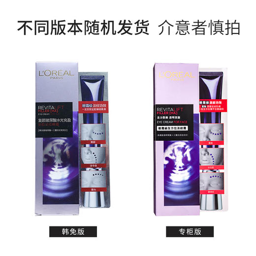 【香港直邮】法国巴黎欧莱雅L'OREAL紫熨斗复颜玻尿酸水光充盈全脸淡纹眼霜30ml（不同版本随机发） 商品图1