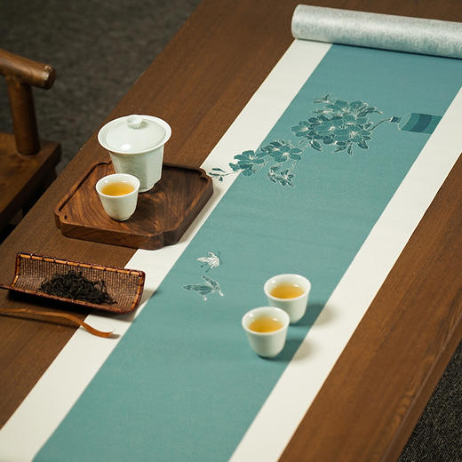 形相茶席 轻描素绘 春夏新品防水防滑套装禅意中国风可裁剪茶台布桌旗新中式 商品图8