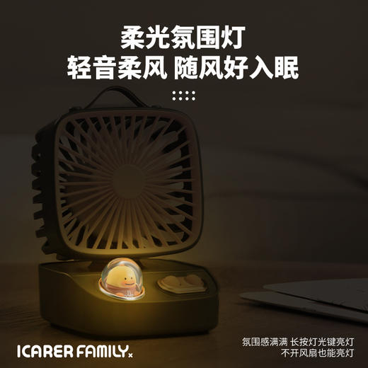 【小巧便携！广角摇头风扇】 2023新款桌面摇头风扇充电小巧户外便携夜灯静音空调扇 商品图3