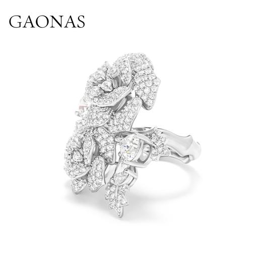 GAONAS 925银锆石戒指 高纳仕 经典玫瑰花白色开口戒WJ032633 商品图2