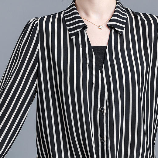 AH-23A1560-L条纹简约宽松休闲时尚雪纺衫 商品图3