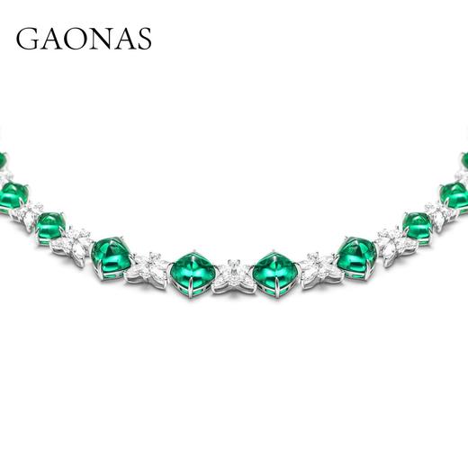 GAONAS 坠链均925银锆石 高纳仕 轻奢时尚绿糖塔颈链GX128666 商品图2