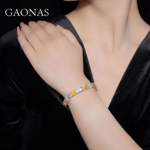 GAONAS 925银锆石手链 高纳仕 极简大气黄白色手链 YS114166 商品图2