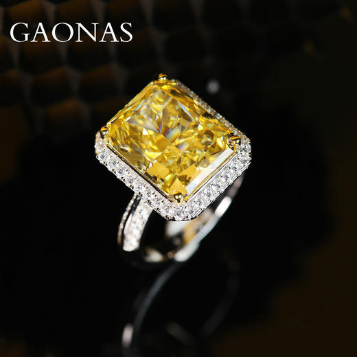 GAONAS 925银锆石戒指 GAONAS 富婆的快乐黄戒指 YJ102530 商品图2