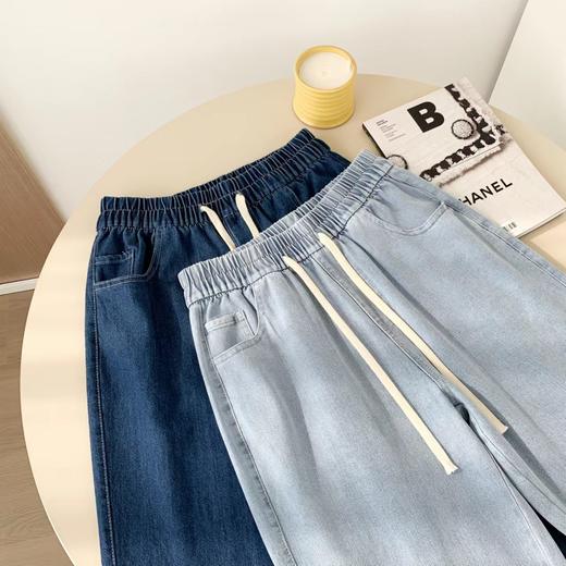 【SMASHADOW 】楔影牛仔休闲阔腿裤！专为亚洲女性体型定制，优质面料！柔软舒适，自然垂顺，轻奢质感，不挑年龄段，所有姐妹都能吼得住，松紧腰+抽绳设计，穿脱方便无束缚 修饰腿型第一名！ 商品图4