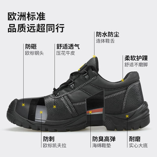 狼探劳保鞋男防静电功能欧标钢头防砸防刺穿耐磨四季款连舌防水 商品图3