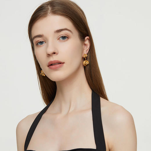 盐岛熔蜡大小块耳环 独特轻奢高级镀金熔岩耳饰 商品图3