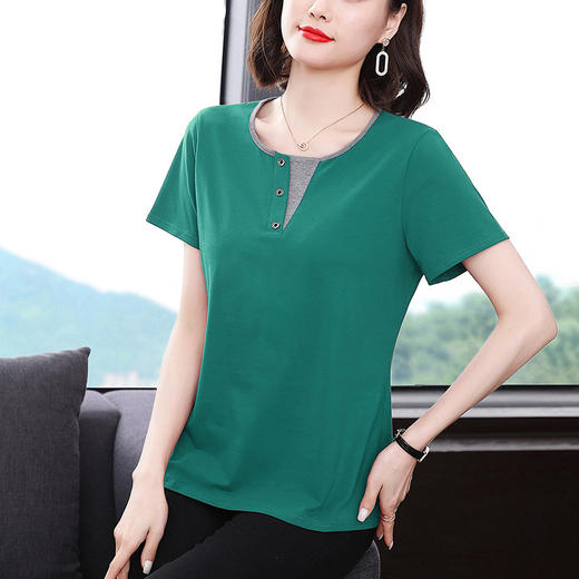 GYH 8988棉T恤宽松打底衫假两件减龄上衣 商品图3