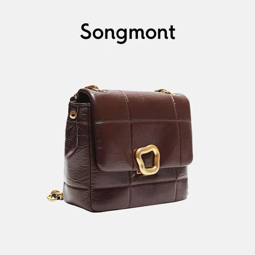 崧songmont新款小号巧克力包单肩斜挎手提腋下链条小香小方软包 商品图1