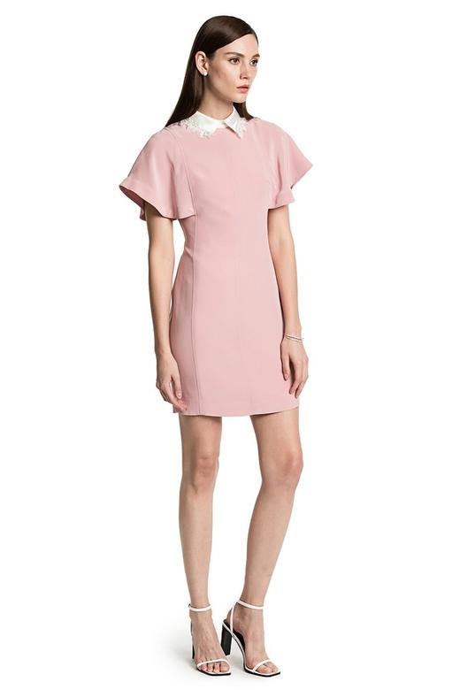 NOIR 粉色荷叶袖修身连衣裙 2478 商品图4