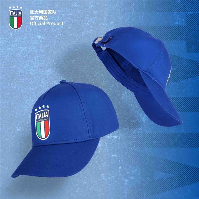 意大利国家队官方商品｜经典蓝色细胶章徽棒球帽男女同款足球迷