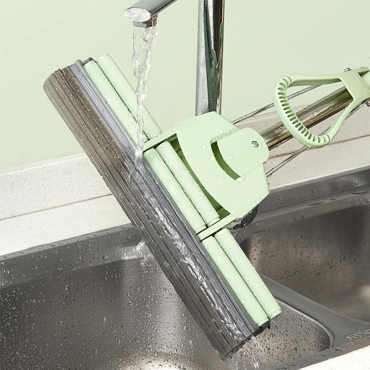 齐心 L241 双排轮胶棉拖 棉头长33CM 1杆1头（不钢伸缩杆） 商品图3