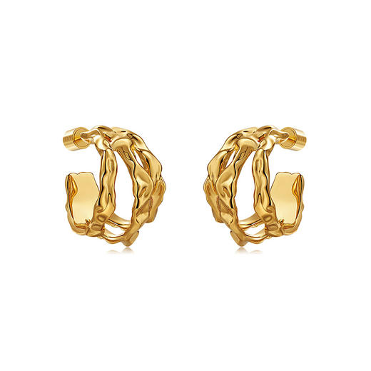 盐岛ART熔蜡三圈耳环 高级感轻奢经典复古法式风耳饰 商品图3