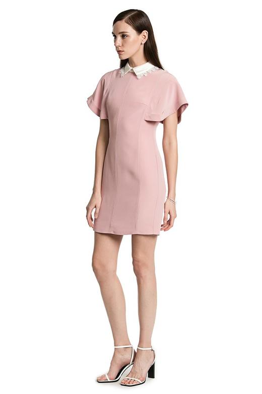 NOIR 粉色荷叶袖修身连衣裙 2478 商品图1