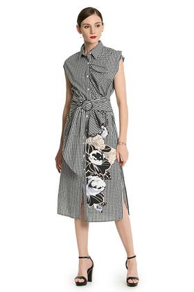 OCTAVIA 黑白细格纹印花连衣裙 2746