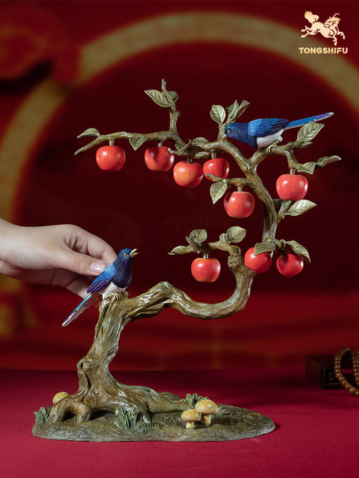 铜师傅 铜摆件《平安喜乐》客厅桌面办公室中式家居新款柿子装饰 商品图3