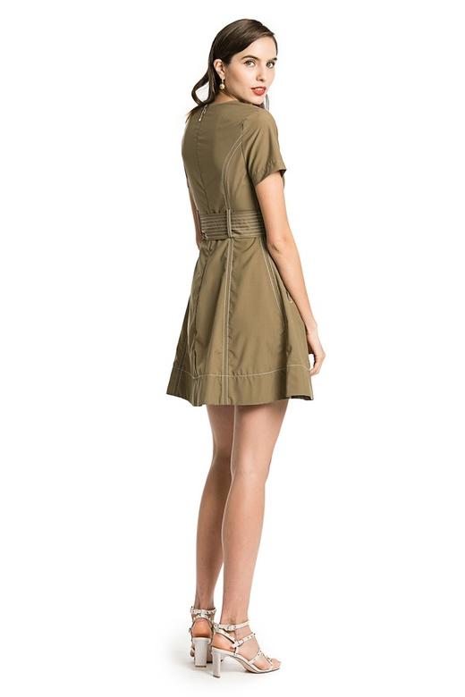 NOIR 军绿色V领连衣裙 2188 商品图2