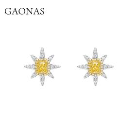 GAONAS 925银锆石耳饰 高纳仕 锋芒毕入黄色耳钉 YE10663