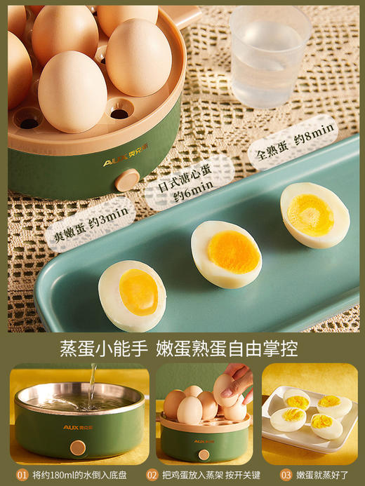 【山谷厨房】蒸蛋器  单层无蒸碗 自动断电  家用多功能小型 1人蒸鸡蛋羹机早餐神器 商品图2