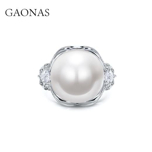 GAONAS 925银锆石戒指 高纳仕 轻奢白色正圆白珠戒指WJ011330 商品图2