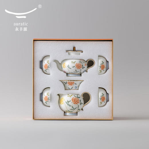 【国瓷·永丰源】月亮时光 浮雕茶具 8头套装 办公室喝茶杯茶具 4人位-圆丰版 商品图4