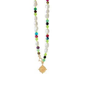 北京仓｜Barbóra-Eye-眼睛金币 绿色 项链［希腊设计师]