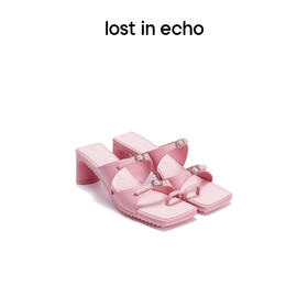 lost in echo设计师品牌小众休闲时尚方头双扣带低跟小高跟凉拖女