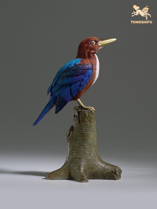 铜师傅 铜摆件《铜师傅百鸟集》之白胸翡翠 家居饰品 桌面摆件 商品图2