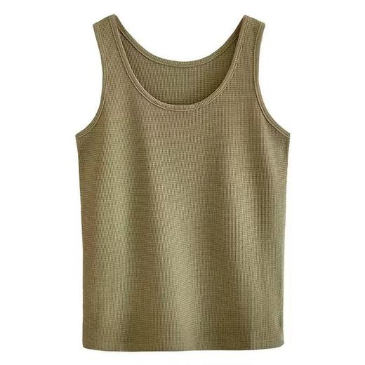 买1送1【双版型 纯色别致吊带宽松背心！】性感时尚吊带女 夏穿超舒适 可外穿 辣妹纯色上衣 打底华夫格宽松 显瘦无袖舒适百搭打底衫t恤 商品图6